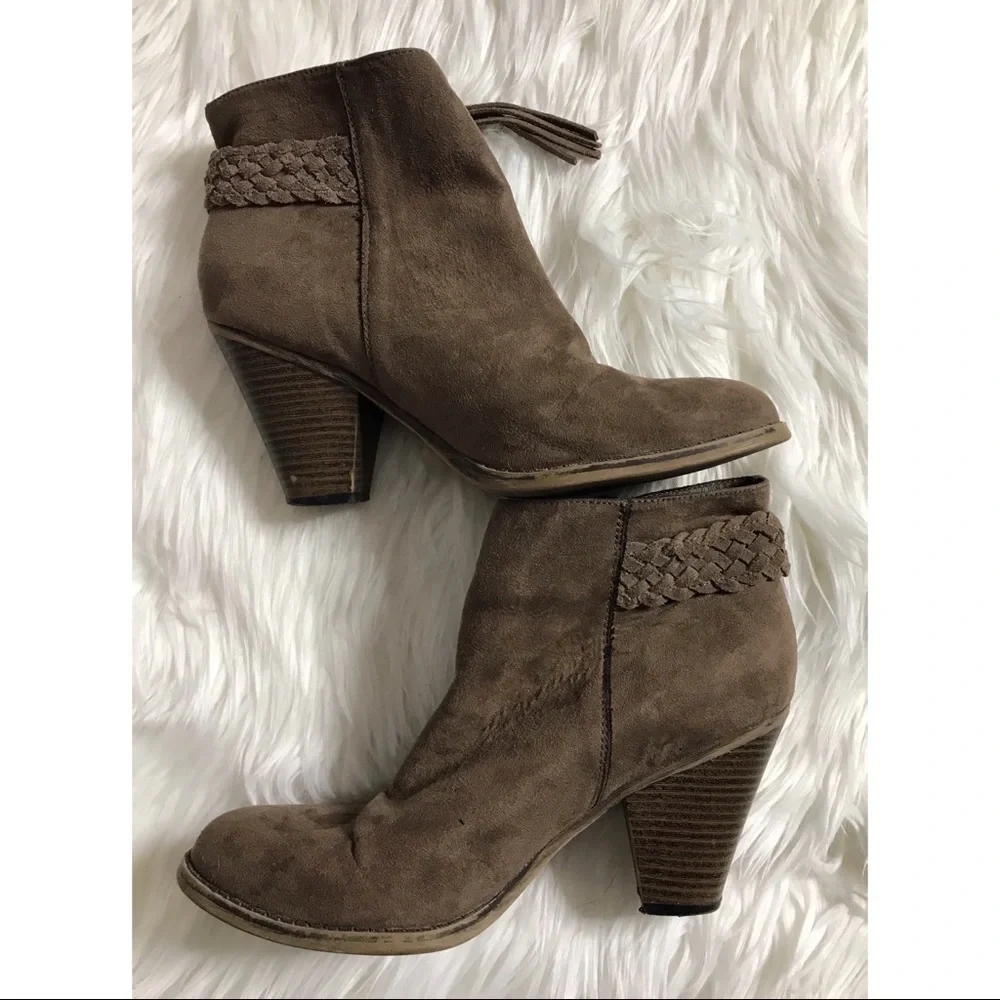 MIA Distressed Tassel Suede Braided Bootie - Picture 2 of 8